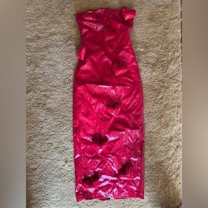 CULTNAKED Strapless Red Dress with Heart Accents